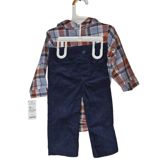 Plaid Baby Outfit with Navy Pants - Picture 2 of 3